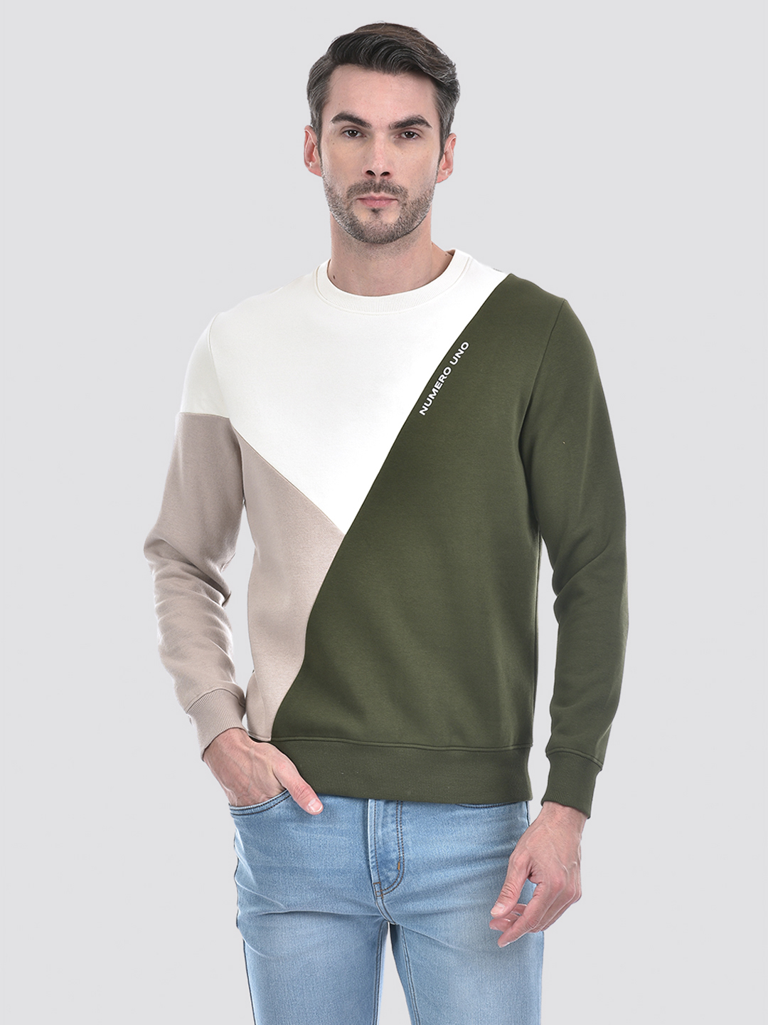 Numero Uno Men Color Block Multicolor Sweat Shirt